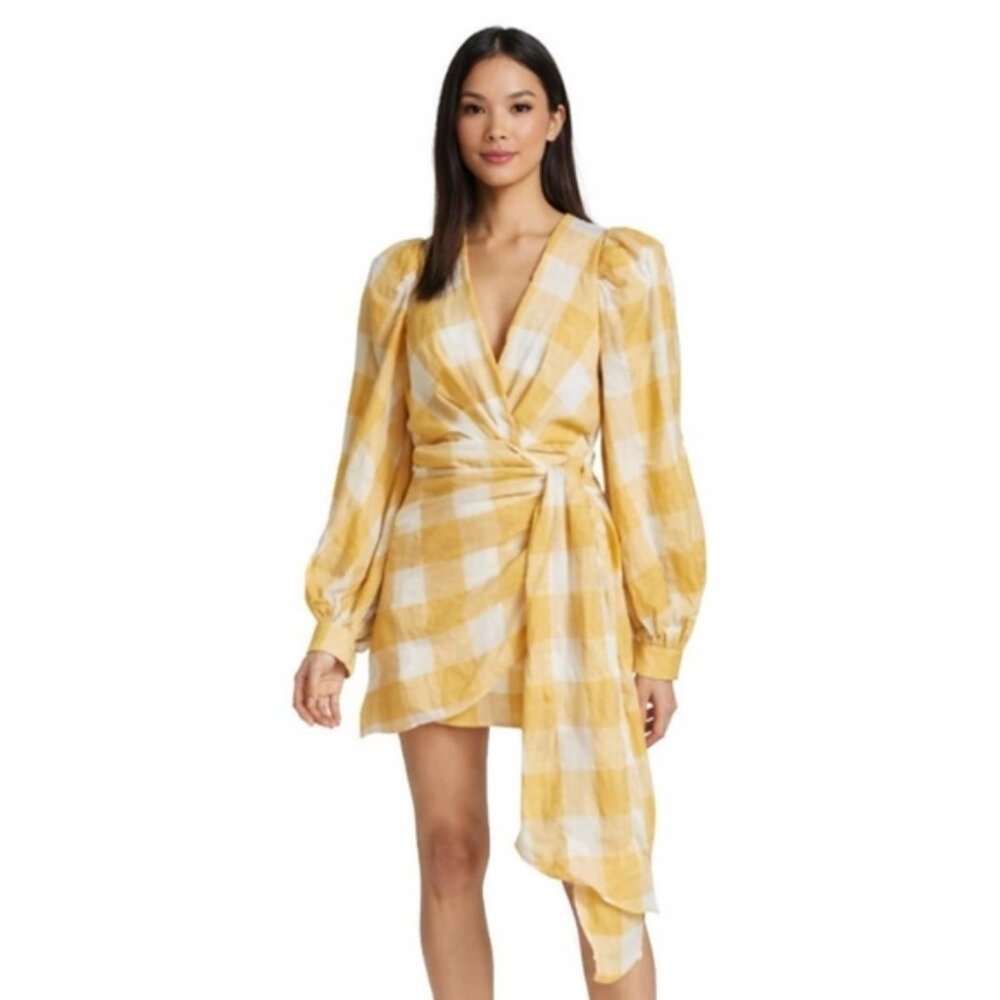 Acler Sutherland Checkered Wrap Mini Dress